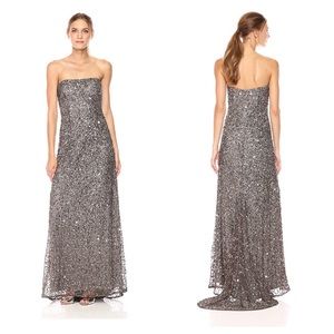 Adrianna Papell Strapless Sequined Long Gown